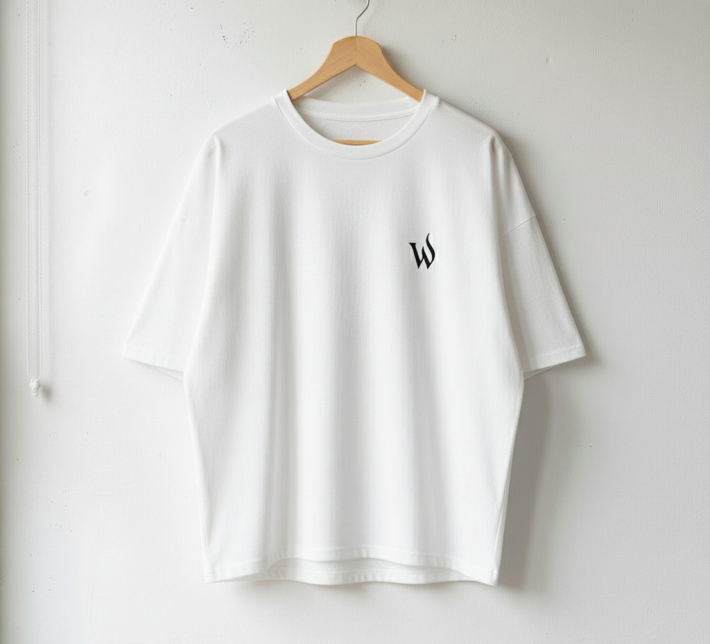 Drop Shoulder W Logo Tee with Demon Slayer-Inspired Sword Graphic
