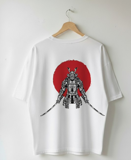 Wujood Samurai Warrior Oversized T-Shirt – Minimal Front, Bold Back Design