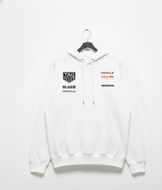 Wujood | Racing Edition Premium White Hoodie | F1 Inspired Comfort