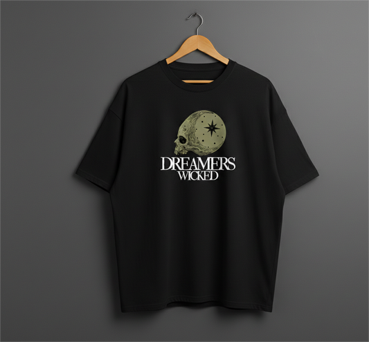 Wujood "Dreamers Wicked" Premium Black Oversized Drop Shoulder Tee