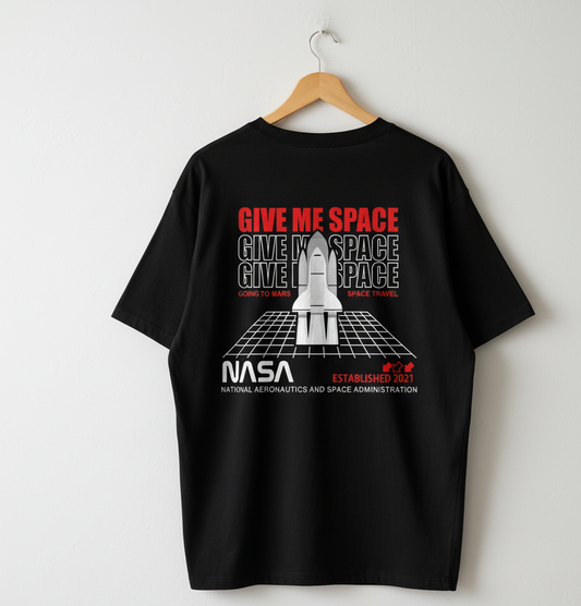 Black NASA Drop Shoulder Oversized "Give Me Space"