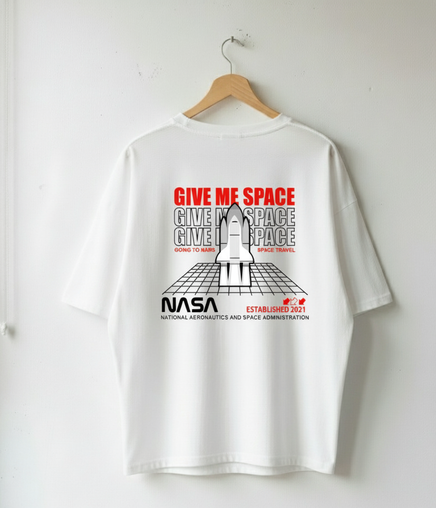Black NASA Drop Shoulder Oversized "Give Me Space"