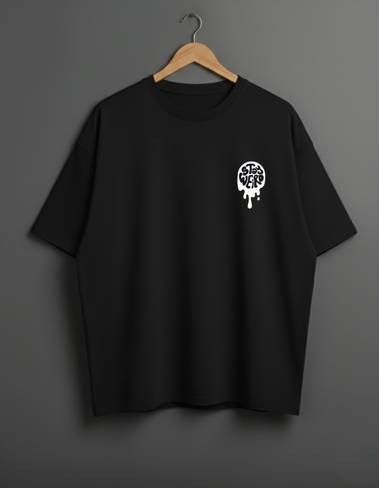 Wujood "Stay Weird" Trippy Melting Graphic Drop Shoulder Tee